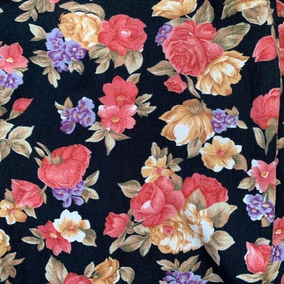 Vintage 90s Maxi Skirt Dark Floral Black Pink Cottagecore Button Down XL - Picture 6 of 9